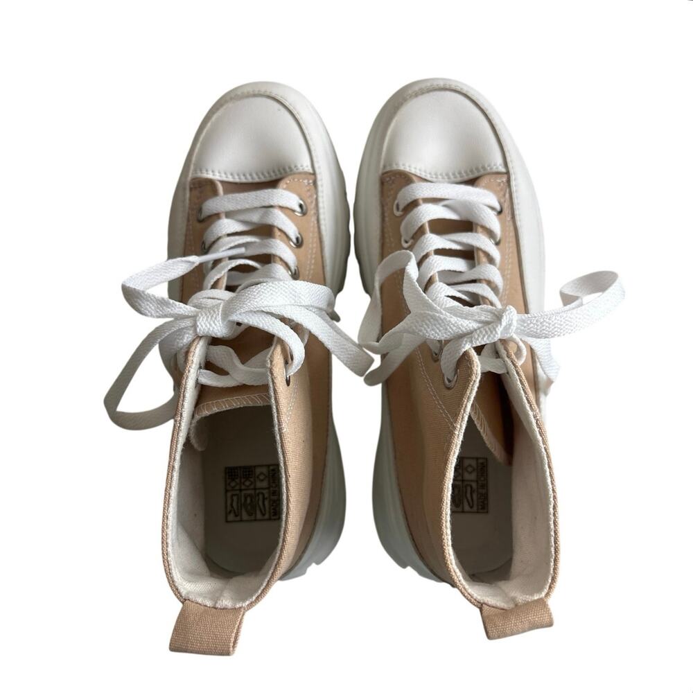 Beige Canvas Platform Sneakers Lug Sole Lace-Up Size 7 (Estimated) - Picture 4 of 9